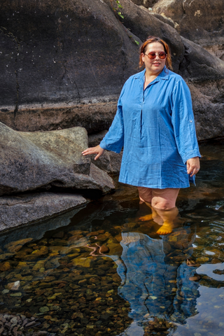 Pop Over Shirt Dress - Chambray