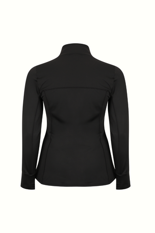 Sports Long Sleeve Zip Top - Black