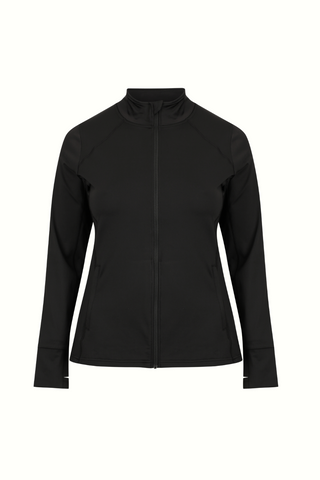 Sports Long Sleeve Zip Top - Black