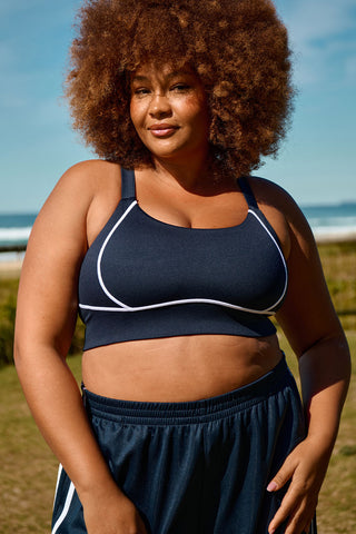 Active Adjustable Crop Bra - Navy/White