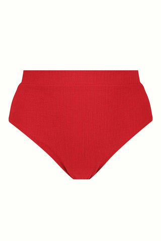 Byron High Waisted Bikini Bottom - Red Texture