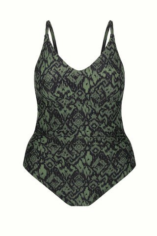 Coolum Core Support One Piece Swim - Green Ikat