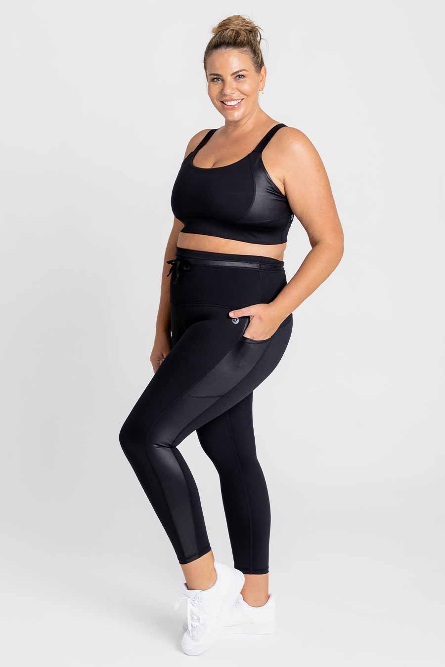 Active Drawstring 7/8 Length Legging - Shiny Black from Active Truth™
