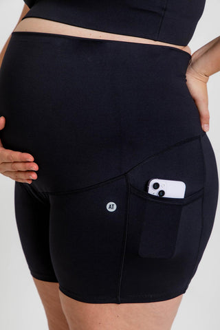 Mama Maternity Anti Chafe 5" Bike Shorts With Pockets - Black