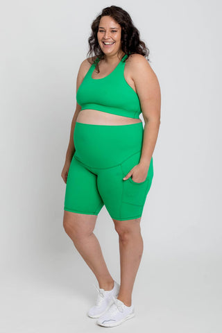 Mama Maternity Bike Shorts With Pockets - Kelly Green