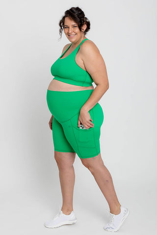 Mama Maternity Bike Shorts With Pockets - Kelly Green