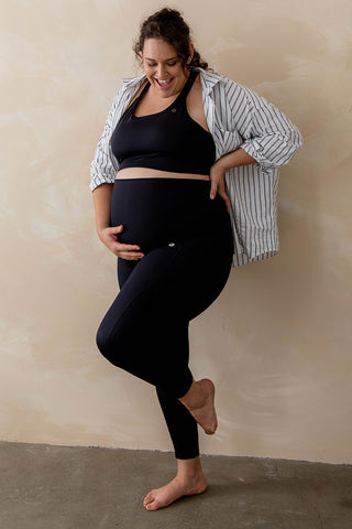 Mama Maternity Leggings With Pockets Full-Length - Black