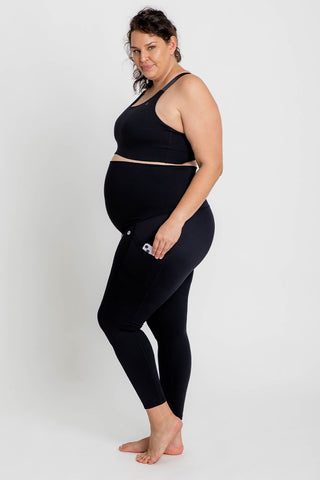 Mama Maternity Leggings With Pockets Full-Length - Black