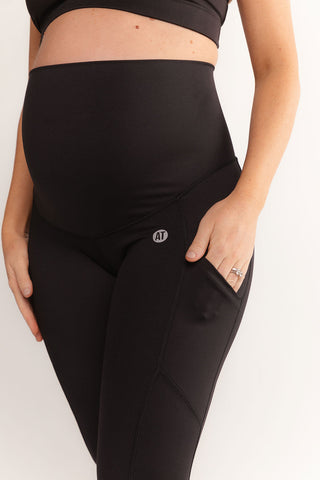 Mama Thermal Maternity Leggings With Pockets Full-Length - Black