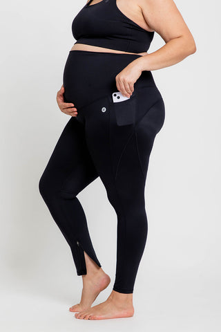 Maternity Training Pocket Zip Ankle Biter Tight - Black