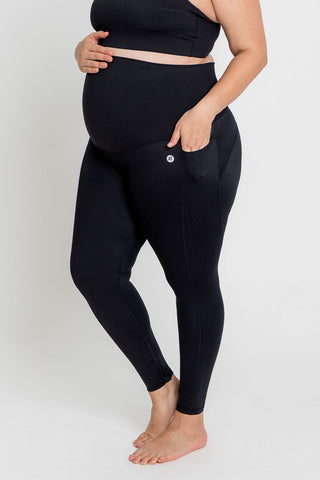 Maternity Training Pocket Zip Ankle Biter Tight - Black