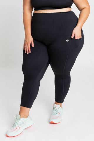 Postpartum Recovery Leggings With Pockets 7/8 Length - Black