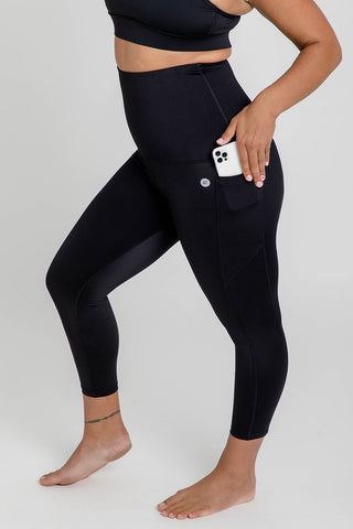 Postpartum Recovery Leggings With Pockets 7/8 Length - Black