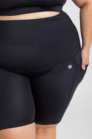 Postpartum Recovery Bike Shorts With Pockets - Black