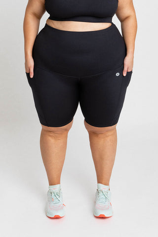 Postpartum Recovery Bike Shorts With Pockets - Black