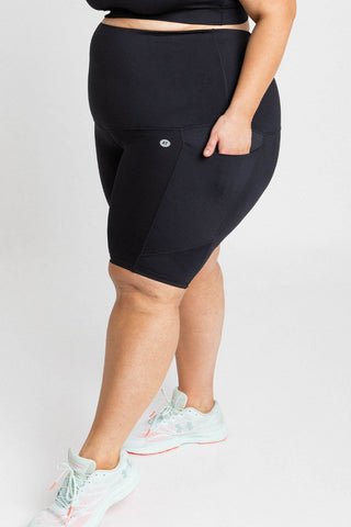 Postpartum Recovery Bike Shorts With Pockets - Black