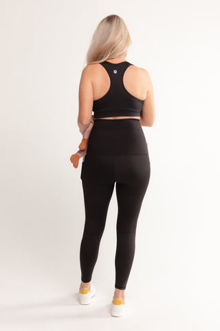 Postpartum Recovery Leggings With Pockets Full-Length - Black