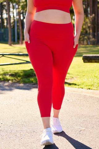 Restore No-Front Seam 7/8 Length Legging - Red