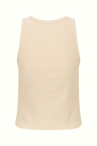 Rib Cropped Fitted Singlet - Almond