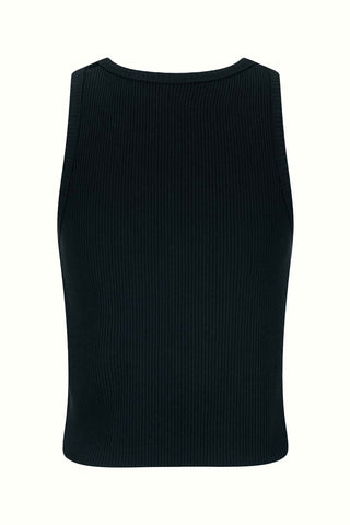 Rib Cropped Fitted Singlet - Black