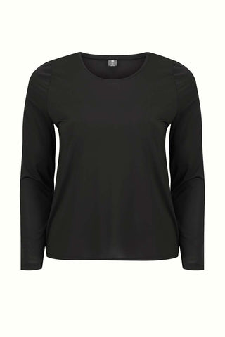 Ruched Long Sleeve Top - Black