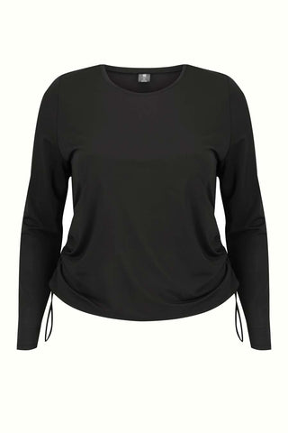 Ruched Long Sleeve Top - Black