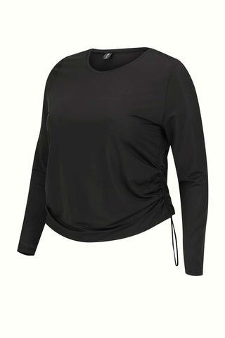 Ruched Long Sleeve Top - Black