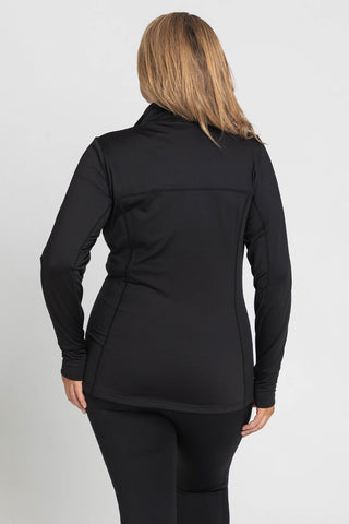 Sports Long Sleeve Zip Top - Black