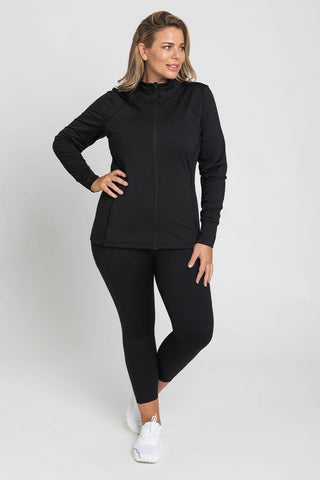 Sports Long Sleeve Zip Top - Black