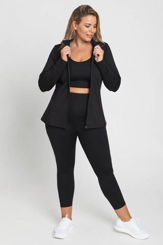 Sports Long Sleeve Zip Top - Black