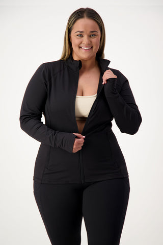 Sports Long Sleeve Zip Top - Black