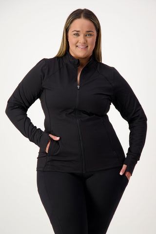 Sports Long Sleeve Zip Top - Black