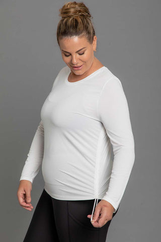 Ruched Long Sleeve Top - White