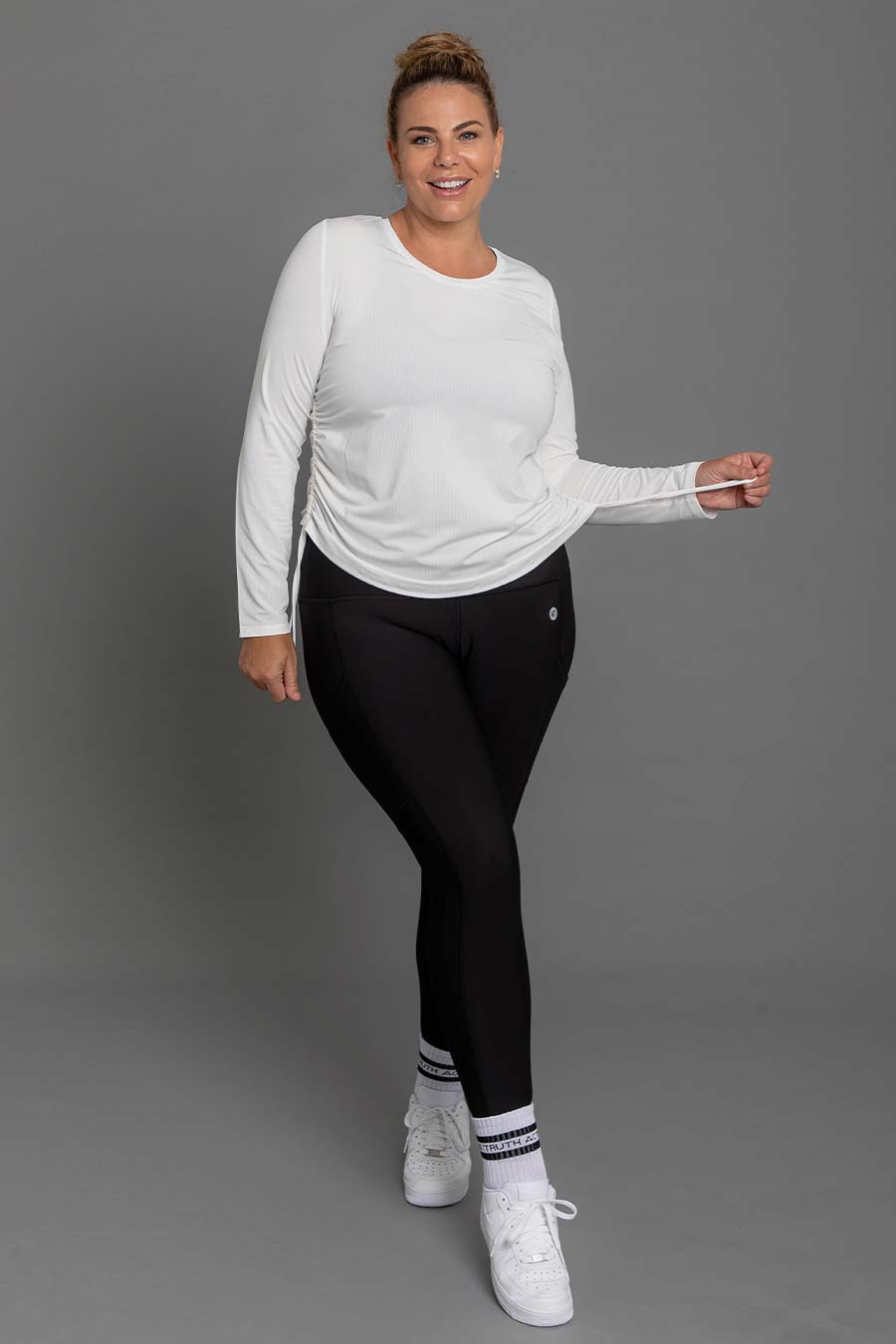 Ruched Long Sleeve Top - White from Active Truth™

