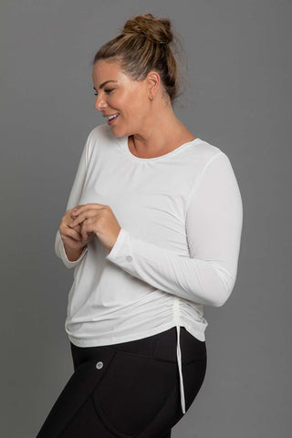 Ruched Long Sleeve Top - White