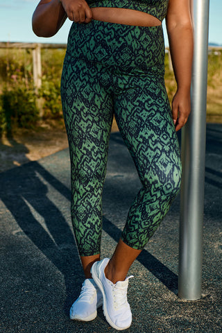 Training Pocket 7/8 Length Tight - Green Ikat