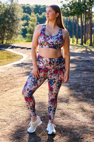 Training Pocket Full Length Tight - Tea Party Floral