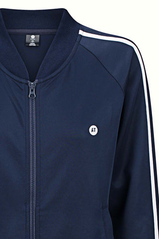 Zip Front Sports Jumper - Navy/White