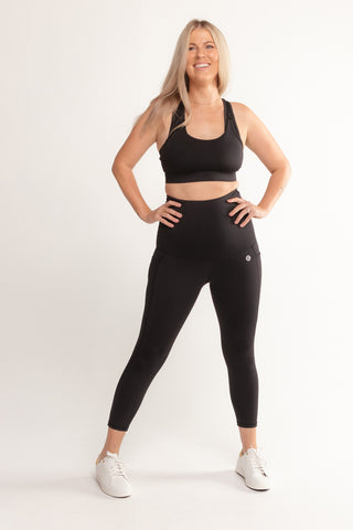 Postpartum Recovery Leggings With Pockets 7/8 Length - Black