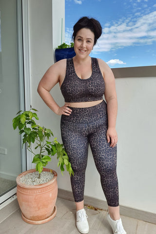 Essential High Waisted 7/8 Length Legging - Bronze Leopard